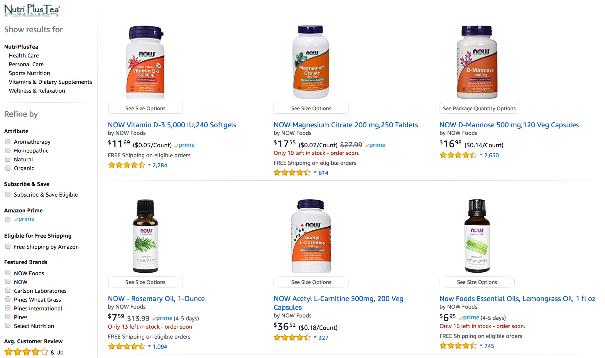 NutriPlusTea Amazon Storefront